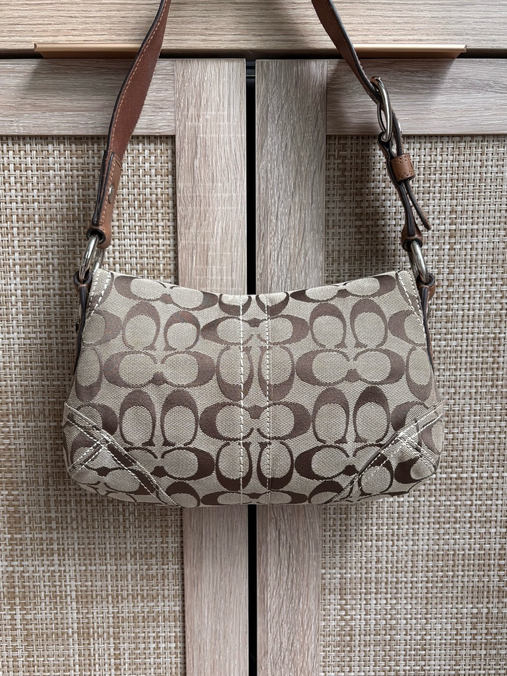 COACH Khaki Tan Brown Signature Jacquard Soho Buckle Flap Shoulder Bag F11860 - Picture 2 of 10